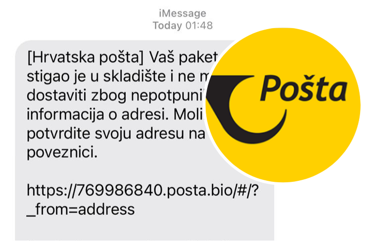 ['Hrvatska pošta', 'prijevara', 'SMS']