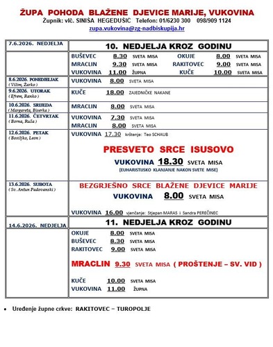 Tjedne župne obavijesti