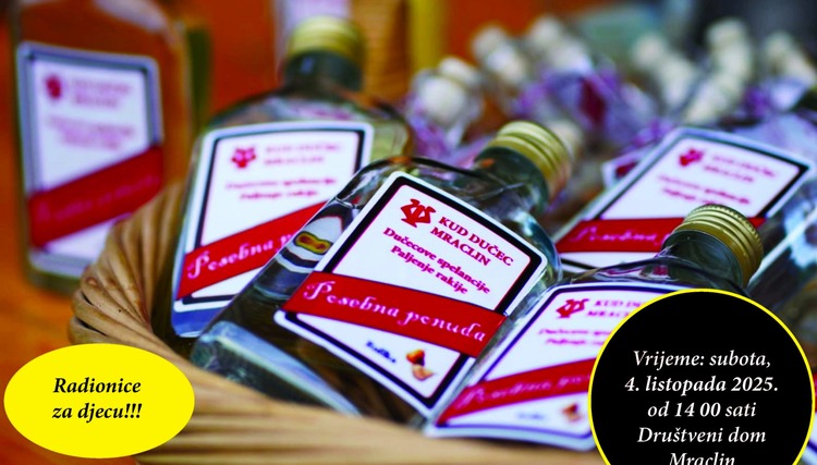 ['Banijska pukovnija', 'druženje', 'Dužecove spelancije', 'FOLKLOR', 'gastronomija', 'kud dučec', 'kulturna baština', 'mraclin', 'paljenje rakije', 'radionice za djecu', 'tamburaši', 'tradicija', 'turopolje']
