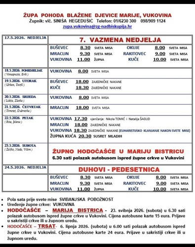 Tjedne župne obavijesti