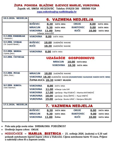 Tjedne župne obavijesti