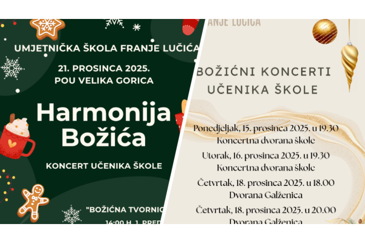 ['božićni koncerti', 'Galženica', 'glazba', 'ples', 'plesna predstava', 'POU Velika Gorica', 'učenici', 'Umjetnička škola Franje Lučića', 'Velika Gorica']